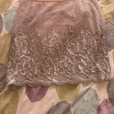 jupe rose pailletée dentelle 